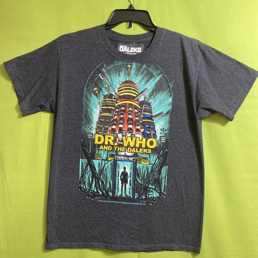 Dr Who And The Daleks Graphic Men's‎ Adults Short Sleeve Gray T-Shirt Sz M